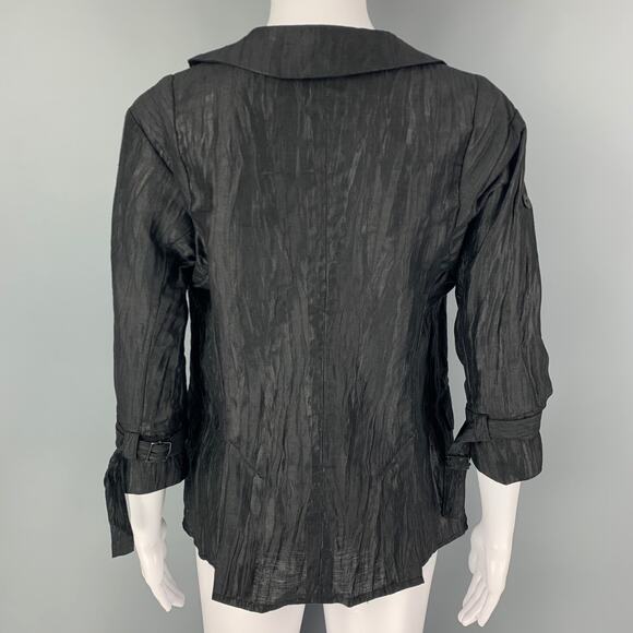 COSA NOSTRA Size M Black Silk Blend Wrinkled Jacket - Picture 3 of 4